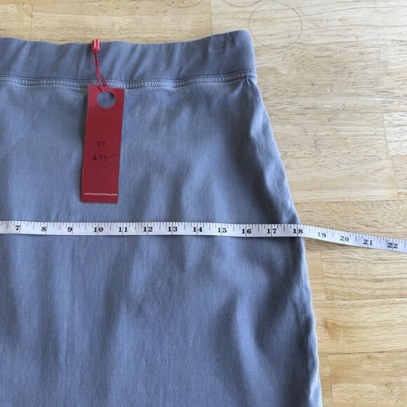 XCVI Wearables Harlowe High Cut Side Frayed Hem Midi Skirt Blue Gray Pull On XS - Picture 7 of 12